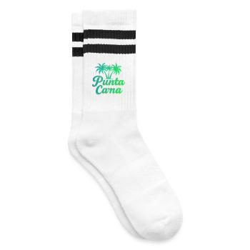 Punta Cana Karibik Urlaub mit Palmen - Gestreifte Tennissocken - Weiß/Schwarz - Rechts