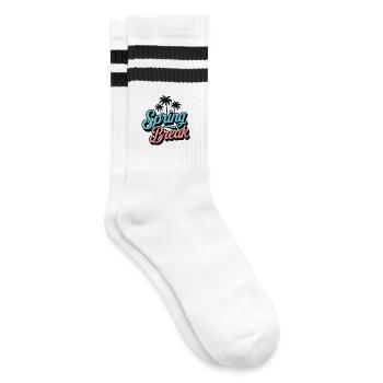 Spring Break Palmen Retro Urlaub Party - Gestreifte Tennissocken - Weiß/Schwarz - Rechts