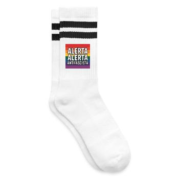 Alerta Alerta Antifascista - Antifa Tee - Gestreifte Tennissocken - Weiß/Schwarz - Rechts