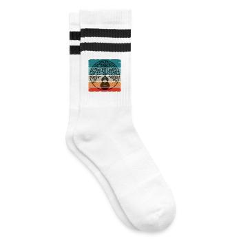 Ukulele Mandala on retro sunset - Gestreifte Tennissocken - Weiß/Schwarz - Rechts