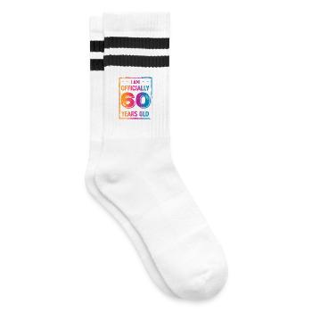 60th Birthday - Striped tennis socks - white/black - Right