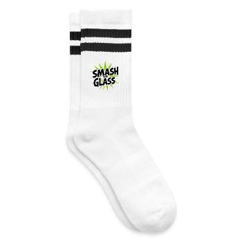 Smash the Glass Padel Tennis Power Action - Gestreifte Tennissocken - Weiß/Schwarz - Rechts