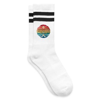 Retro tennis with crossed tennis rackets and - Striped tennis socks - white/black - Right
