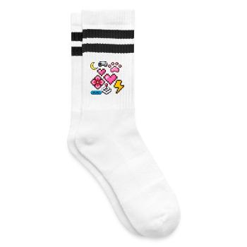 Pixel Game - Striped tennis socks - white/black - Right