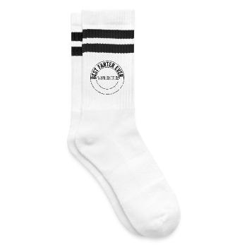 Bester Furzer Aller Zeiten – Ups, Ich Meinte Vater - Gestreifte Tennissocken - Weiß/Schwarz - Rechts