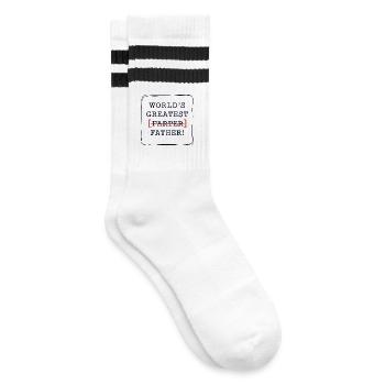 Bester Furzer Aller Zeiten – Ups, Ich Meinte Vater - Gestreifte Tennissocken - Weiß/Schwarz - Rechts