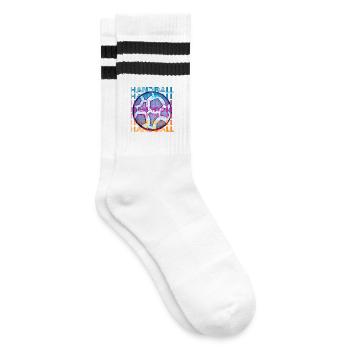 Handball vintage - Striped tennis socks - white/black - Right