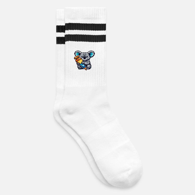 Finally schoolchild koala school cone school enrollment - Striped tennis socks - white/black