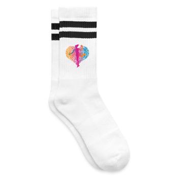 Handball Player Heart - Striped tennis socks - white/black - Right
