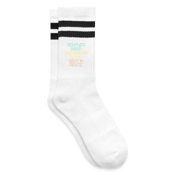Rentner 2026 Ikone Rente - Gestreifte Tennissocken - Weiß/Schwarz - Rechts