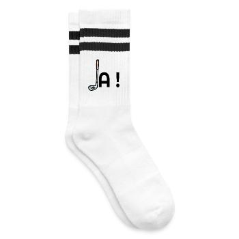 Golf Zusage Ja - Gestreifte Tennissocken - Weiß/Schwarz - Rechts