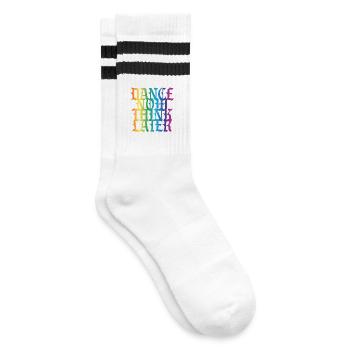 Dance now think later - Striped tennis socks - white/black - Right