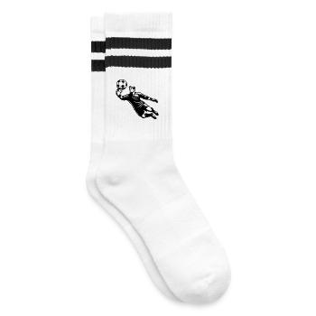 Gardien de but de foot réalise un arrêt brillant dans le saut - Chaussettes de tennis - blanc/noir - Droite