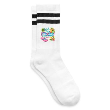 Girls Trip 2026 Kreuzfahrt Urlaub - Gestreifte Tennissocken - Weiß/Schwarz - Rechts