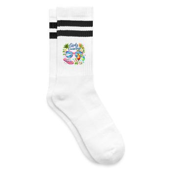 Girls Cruise Trip Kreuzfahrt Urlaub - Gestreifte Tennissocken - Weiß/Schwarz - Rechts
