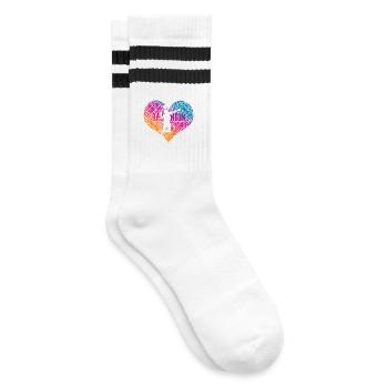 Badminton - Striped tennis socks - white/black - Right