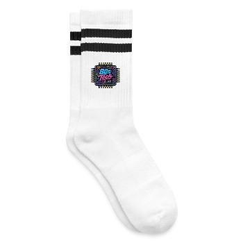 80s Tech Neon Chip - Striped tennis socks - white/black - Right