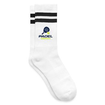 Padel Coach Sports Club Trikotdesign - Gestreifte Tennissocken - Weiß/Schwarz - Rechts