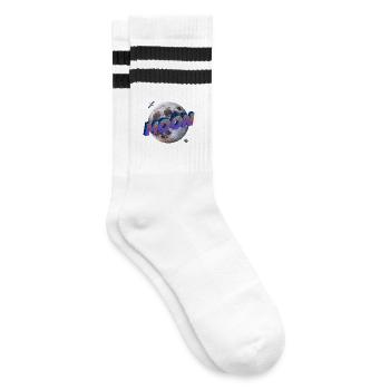 Moon – Weltraumserie - Gestreifte Tennissocken - Weiß/Schwarz - Rechts