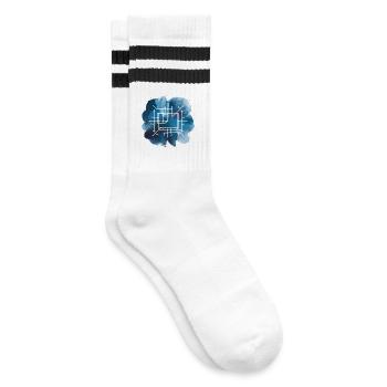 Architecture Plan Blueprint Print - Striped tennis socks - white/black - Right