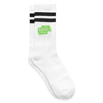 I Can't Adult Today Funny Adult Saying Logo - Striped tennis socks - white/black - Right
