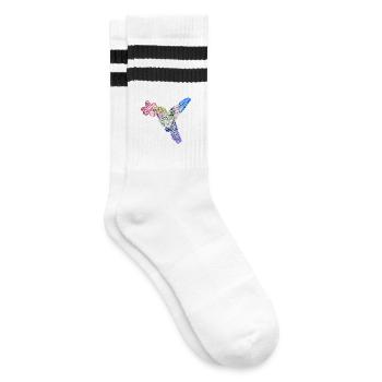 Colibri Zentangle avec fleur - Chaussettes de tennis - blanc/noir - Droite