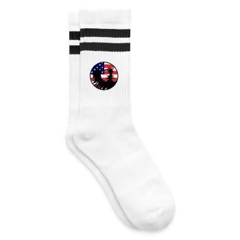 Adlerflagge USA Silhouette - Gestreifte Tennissocken - Weiß/Schwarz - Rechts