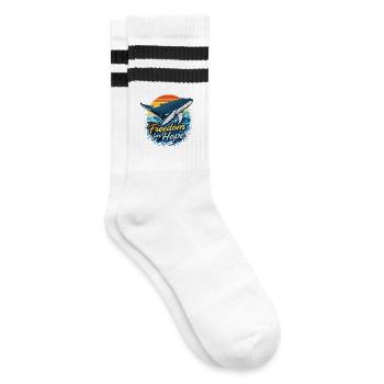 Freedom for Hope - Wal Sundowner - Gestreifte Tennissocken - Weiß/Schwarz - Rechts