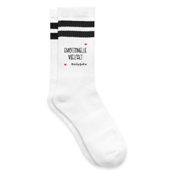 Menopause Emotionen Wechseljahre - Gestreifte Tennissocken - Weiß/Schwarz - Rechts
