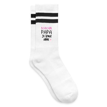 Maman Papa je vous aime coeur - Chaussettes de tennis - blanc/noir - Droite