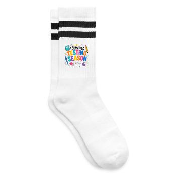 I survived the exam phase School Humor - Striped tennis socks - white/black - Right