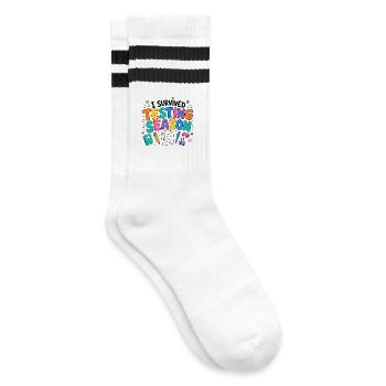 J’ai survécu à la phase d’examens Humour scolaire - Chaussettes de tennis - blanc/noir - Droite