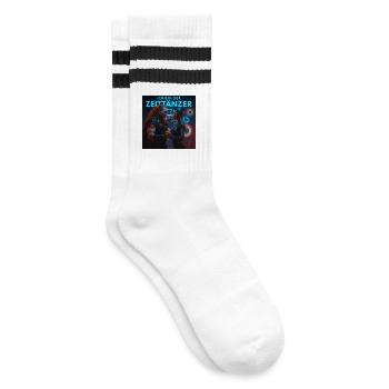 Zeittänzer - Gestreifte Tennissocken - Weiß/Schwarz - Rechts