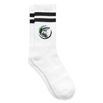 Hecht angeln - Gestreifte Tennissocken - Weiß/Schwarz - Rechts