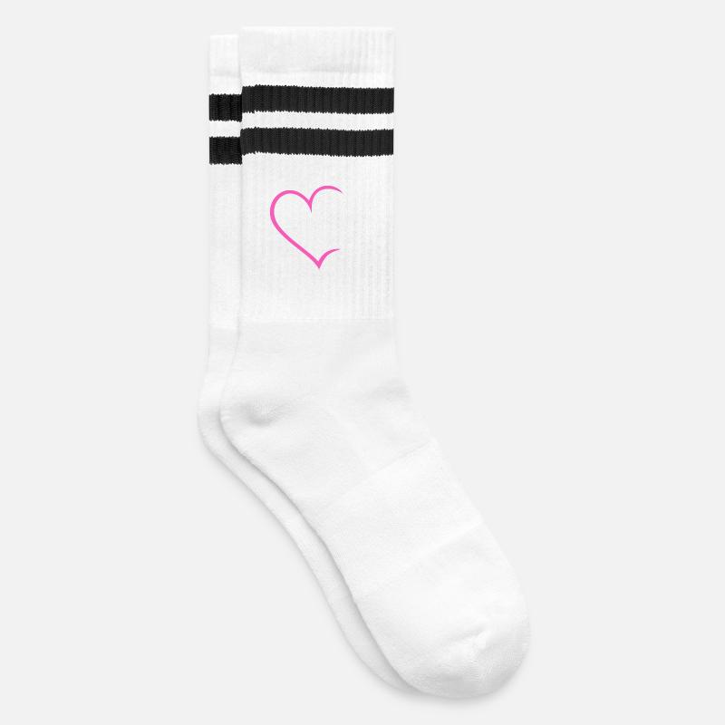 Herz mit Diamantring Ehering Ring Hochzeit Braut - Gestreifte Tennissocken - Weiß/Schwarz