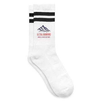 Ultra Running - Wo Legenden gemacht werden - Gestreifte Tennissocken - Weiß/Schwarz - Rechts
