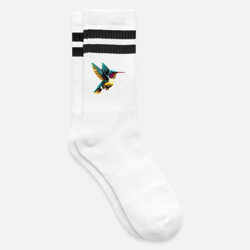 Kolibri - Gestreifte Tennissocken - Weiß/Schwarz