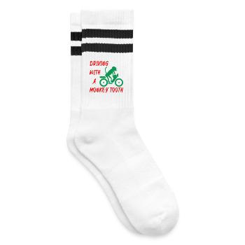 Driving with a monkey tooth - Affenzahn - Striped tennis socks - white/black - Right
