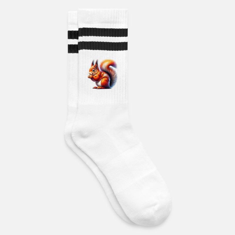 Eichhörnchen - Gestreifte Tennissocken - Weiß/Schwarz