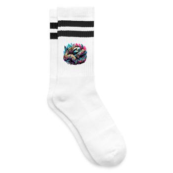 Faultier - Gestreifte Tennissocken - Weiß/Schwarz - Rechts