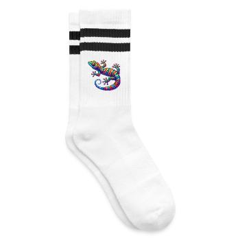 Gecko - Gestreifte Tennissocken - Weiß/Schwarz - Rechts