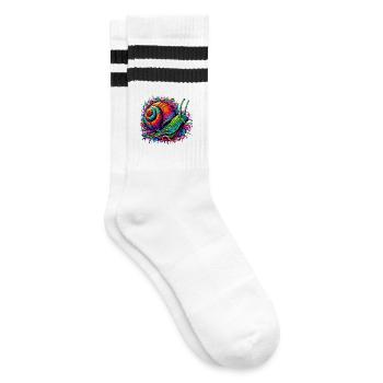 Schnecke - Gestreifte Tennissocken - Weiß/Schwarz - Rechts