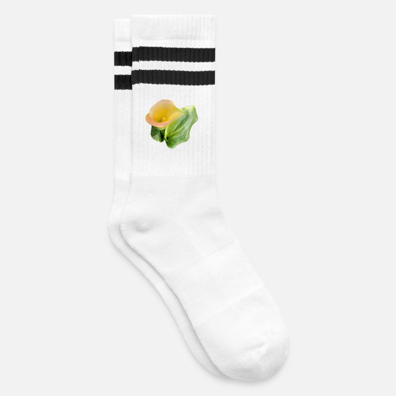 YELLOW CALLA LILY - Striped tennis socks - white/black