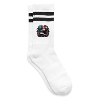 Gedenke und Ehre - Gestreifte Tennissocken - Weiß/Schwarz - Rechts