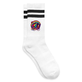 Chat sur un vélo aux couleurs de l’arc-en-ciel - Chaussettes de tennis - blanc/noir - Droite