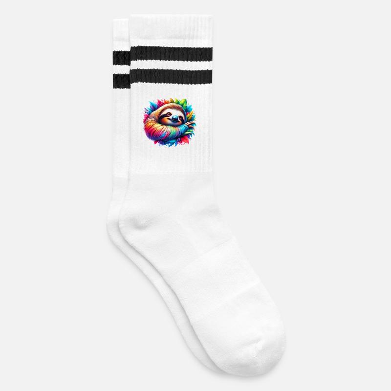 Faultier - Gestreifte Tennissocken - Weiß/Schwarz