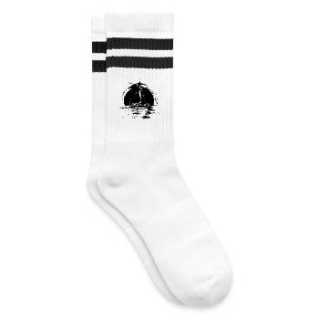 Segeln Zeichnung - Gestreifte Tennissocken - Weiß/Schwarz - Rechts