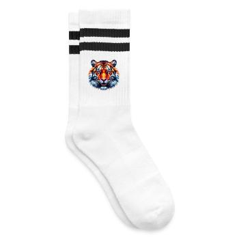 Polygonaler Tiger - Gestreifte Tennissocken - Weiß/Schwarz - Rechts