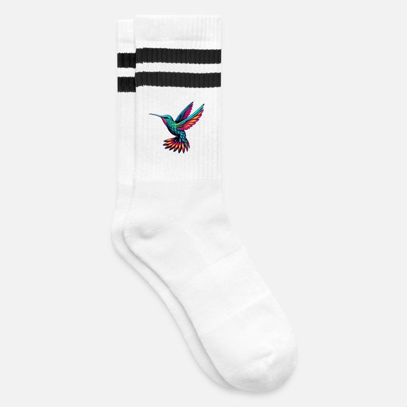 Kolibri - Gestreifte Tennissocken - Weiß/Schwarz