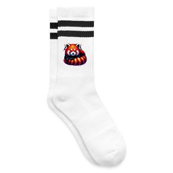Red panda - Striped tennis socks - white/black - Right